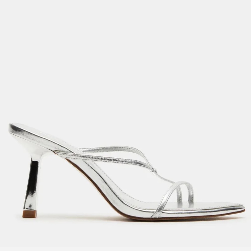 Steve Madden Silver Pointed Heel Sandals - Picture 9 of 9